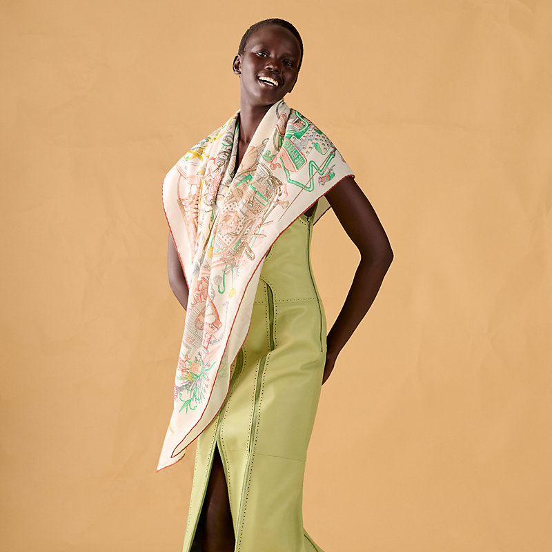 Le Monde d'Hermès shawl 140 - Black | Hermès USA